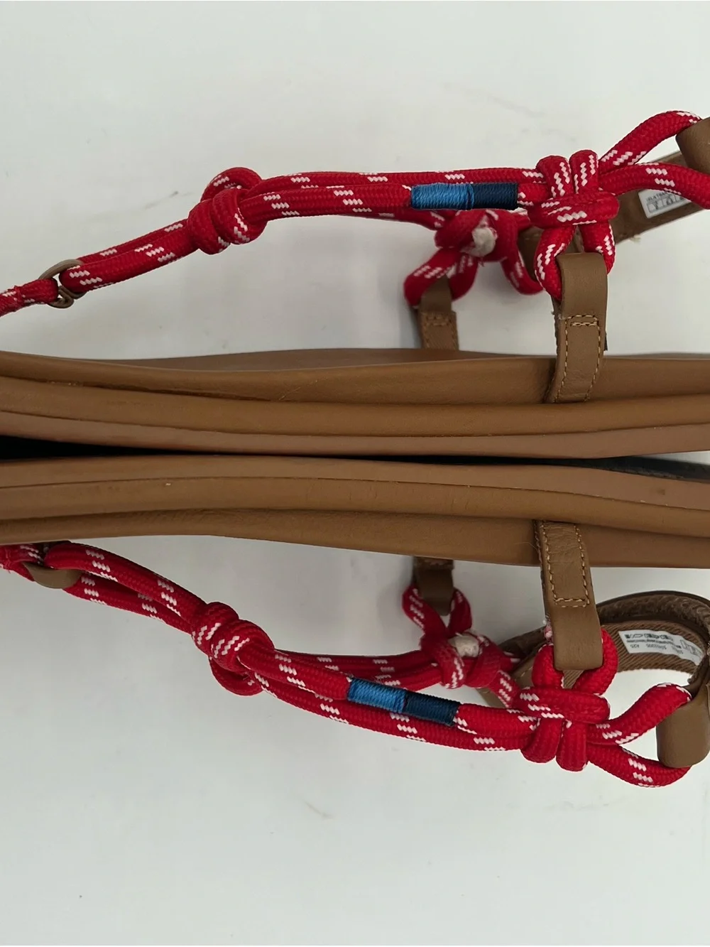 Sperry Isla t-bar Brown Sandal with Red Rope Details size 9